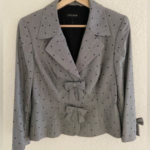 Vintage Escada Bow & Polka Dot Black Label Two Piece Suit Coquette corporate